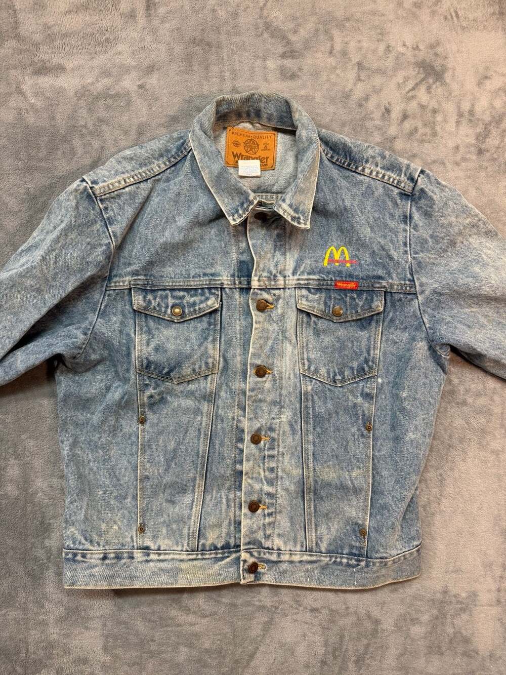 Vintage 90s Screen Wear Wrangler McDonald's Embroidered Acid Wash Denim Large